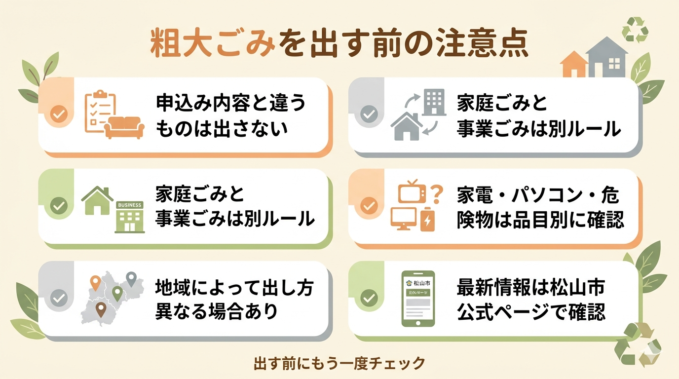 松山市で粗大ごみを出す前の注意点まとめ