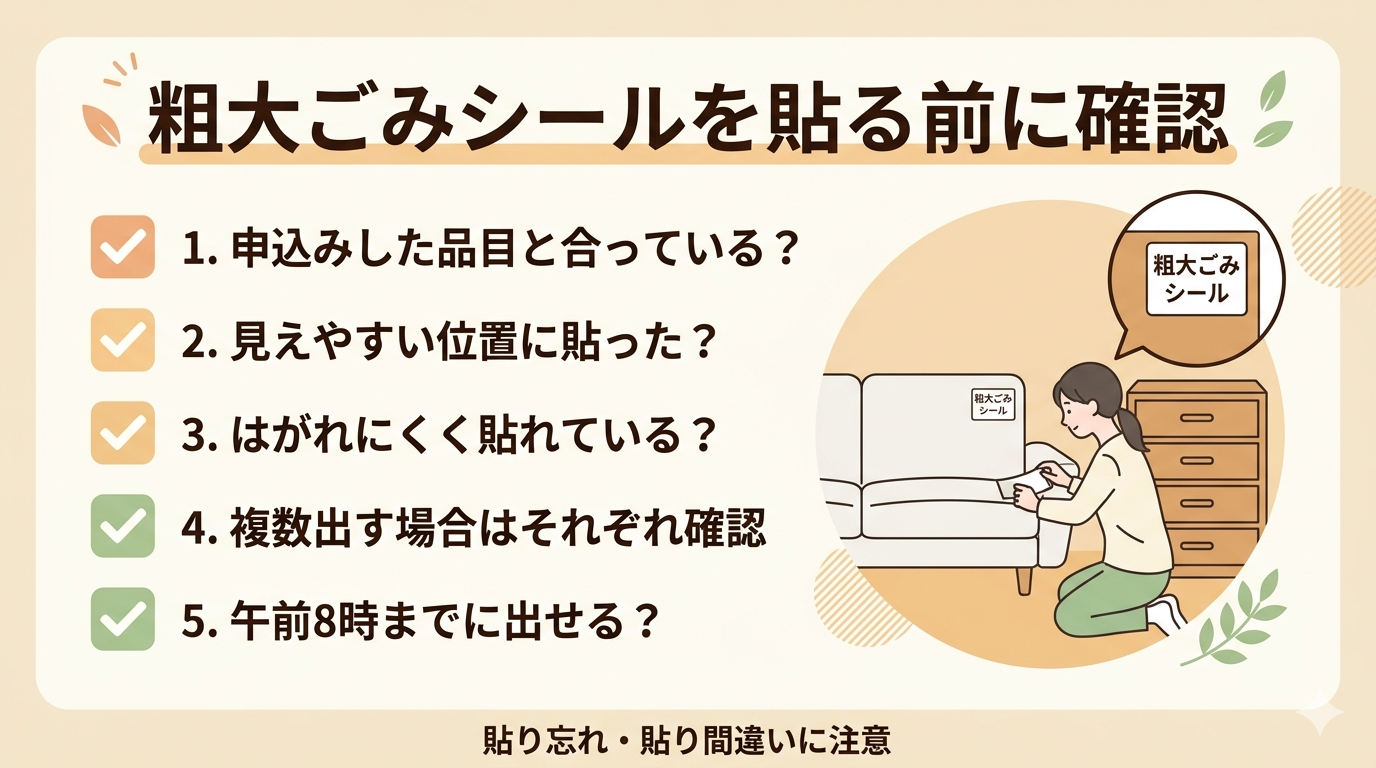 粗大ごみシールを貼るときのチェックリスト