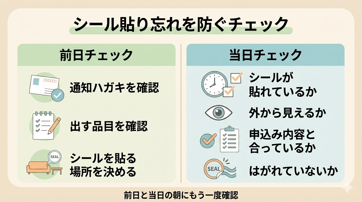 粗大ごみシールの貼り忘れを防ぐためのチェックリスト図
