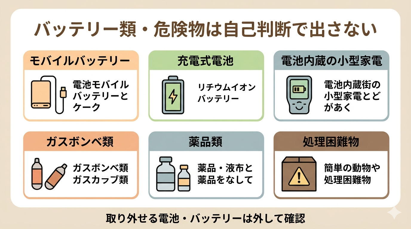 バッテリー類・危険物で注意したいもの