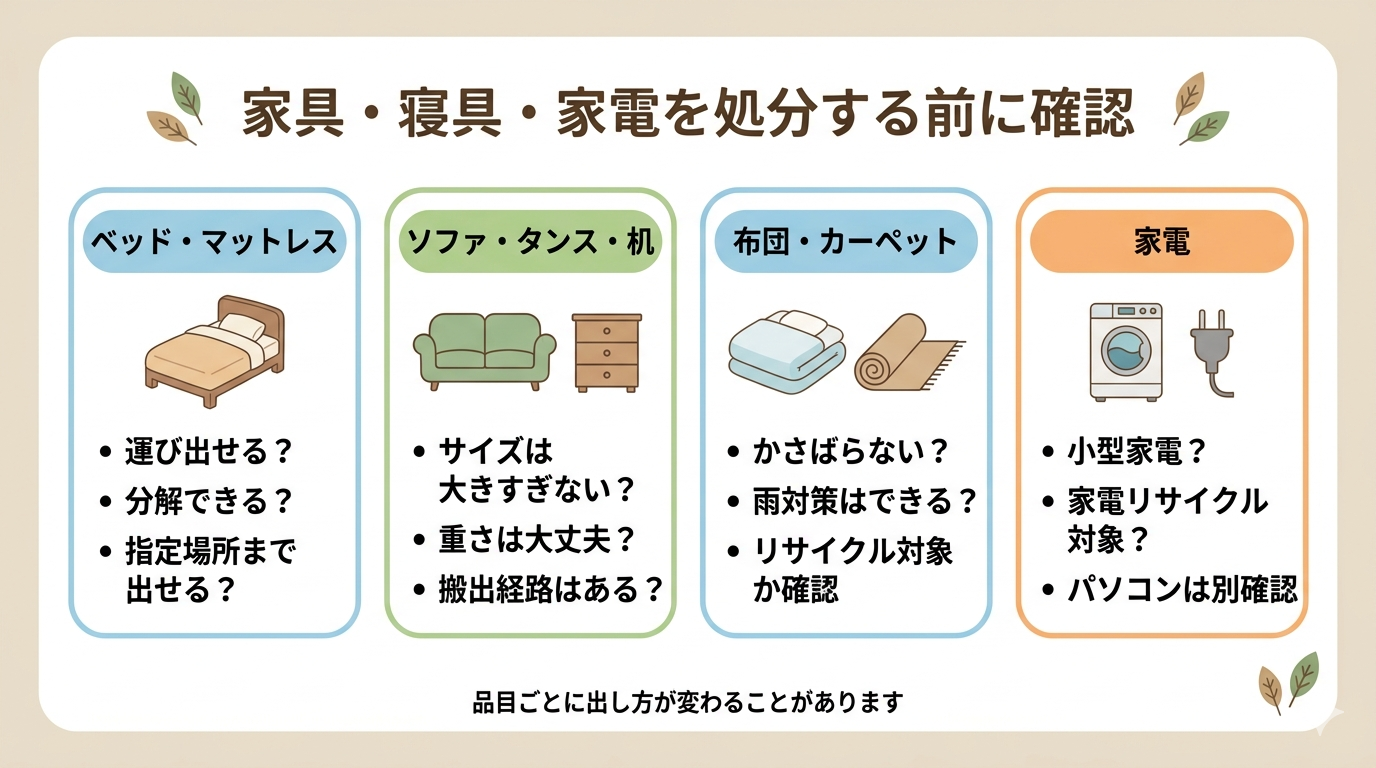 家具・寝具・家電を処分するときの確認ポイント