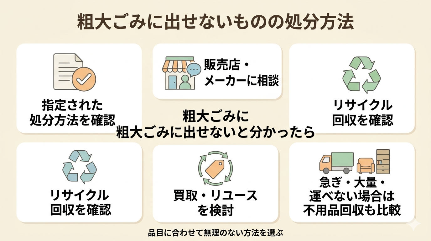 粗大ごみに出せないものを処分するときの選択肢