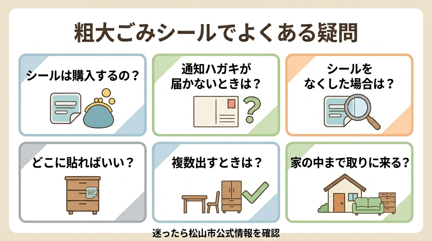 松山市の粗大ごみシールでよくある疑問をまとめた図