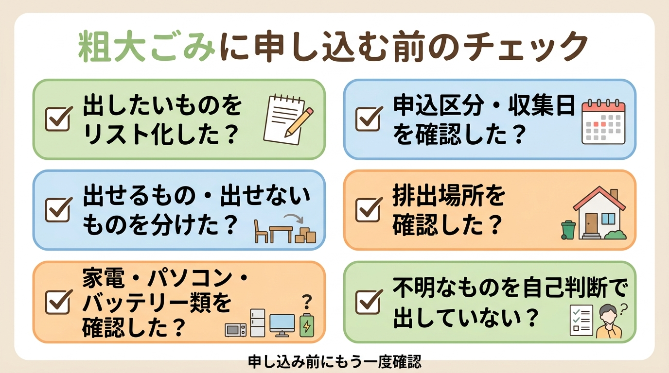 粗大ごみに申し込む前のチェックリスト