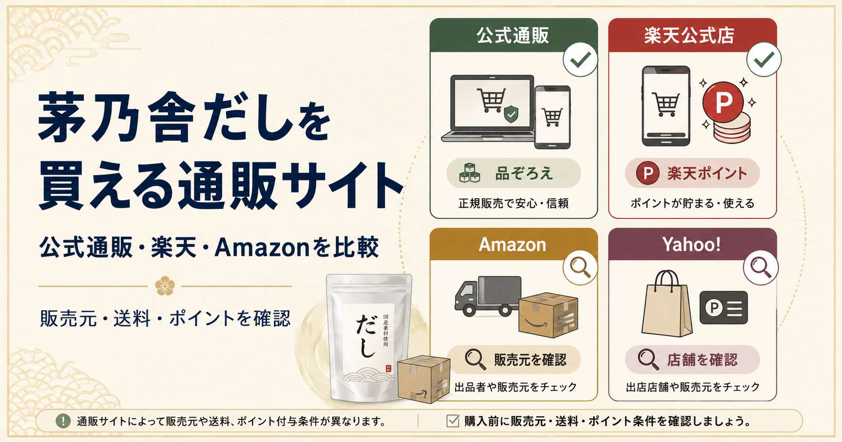 茅乃舎だしを買える公式通販・楽天・Amazon・Yahooショッピングの比較